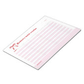 Personalized Habit Tracker Pink Bow  Notizblock (angewinkelt)