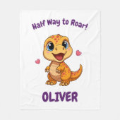 Personalized Halfway to One Dinosaur 6 Month Fleecedecke (Vorderseite)