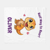 Personalized Halfway to One Dinosaur 6 Month Fleecedecke (Vorderseite (Horizontal))
