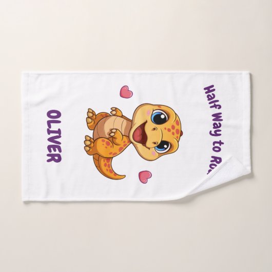 Personalized Halfway to One Dinosaur 6 Month Handtuch (Handtuch)