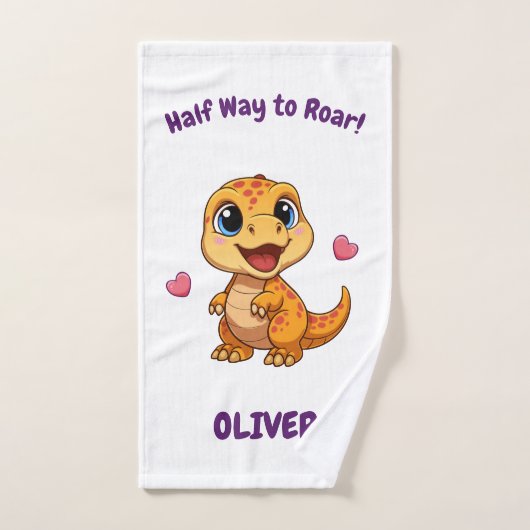 Personalized Halfway to One Dinosaur 6 Month Handtuch (Handtuch)