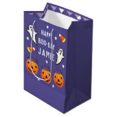Personalized Halloween Birthday Mittlere Geschenktüte (Vorderseite Schrägansicht)
