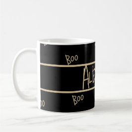 Personalized Halloween boo black and gold Kaffeetasse