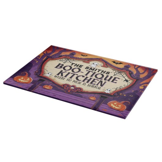 Personalized Halloween Boo-Tique Kitchen Schneidebrett (Ecke)