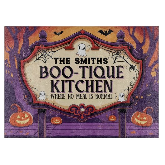 Personalized Halloween Boo-Tique Kitchen Schneidebrett (Vorderseite)