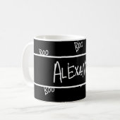 Personalized Halloween boo typography black white Kaffeetasse (Vorderseite Links)