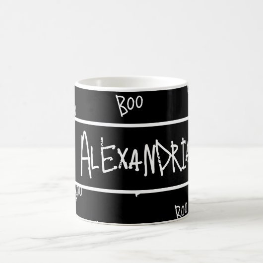 Personalized Halloween boo typography black white Kaffeetasse (Mittel)