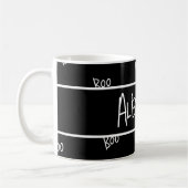 Personalized Halloween boo typography black white Kaffeetasse (Links)
