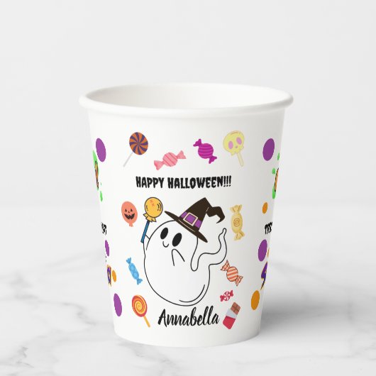 Personalized Halloween Ghost Kids Party Pappbecher (Vorderseite)