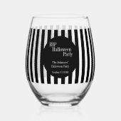 Personalized Halloween RIP Black and White Stripe Weinglas Ohne Stiel (Vorderseite)