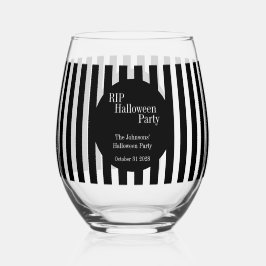 Personalized Halloween RIP Black and White Stripe Weinglas Ohne Stiel