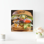 Personalized Hamburger Photo Acrylic Wall Clock Quadratische Wanduhr (Zuhause)