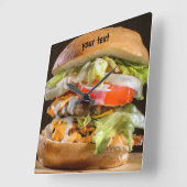 Personalized Hamburger Photo Acrylic Wall Clock Quadratische Wanduhr (Winkel)