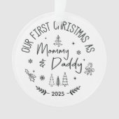 Personalized Hand Drawn First Christmas as Mom and Ornament (Vorderseite)