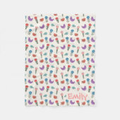 Personalized Hand-Drawn Folk Art Floral Kids Blank Fleecedecke (Vorderseite)