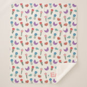Personalized Hand-Drawn Folk Art Floral Kids Blank Sherpadecke (Vorderseite)