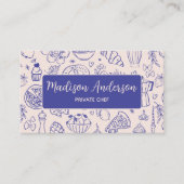 Personalized Hand Drawn Food QR Code Navy Blue Visitenkarte (Vorderseite)