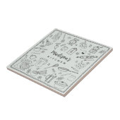 Personalized Hand Drawn Kitchen Cooking Utensils  Fliese (Seite)