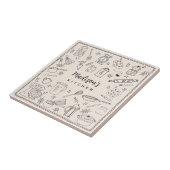 Personalized Hand Drawn Kitchen Cooking Utensils  Fliese (Seite)