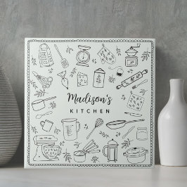 Personalized Hand Drawn Kitchen Cooking Utensils  Fliese