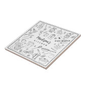 Personalized Hand Drawn Kitchen Cooking Utensils  Fliese (Seite)