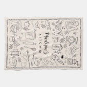Personalized Hand Drawn Kitchen Cooking Utensils Geschirrtuch (Horizontal)