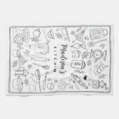 Personalized Hand Drawn Kitchen Cooking Utensils Geschirrtuch (Horizontal)