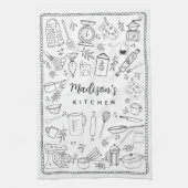 Personalized Hand Drawn Kitchen Cooking Utensils Geschirrtuch (Vertikal)