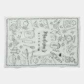 Personalized Hand Drawn Kitchen Cooking Utensils Geschirrtuch (Horizontal)