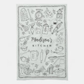 Personalized Hand Drawn Kitchen Cooking Utensils Geschirrtuch (Vertikal)