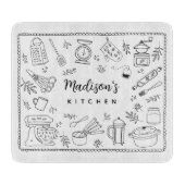 Personalized Hand Drawn Kitchen Cooking Utensils Schneidebrett (Vorderseite)