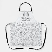 Personalized Hand Drawn Kitchen Cooking Utensils Schürze (Vorderseite)