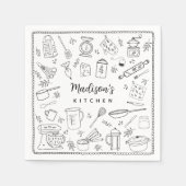 Personalized Hand Drawn Kitchen Cooking Utensils Serviette (Vorderseite)