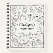Personalized Hand Drawn Kitchen Utensils Recipe Notizblock (Vorderseite)