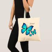 Personalized Hand-painted Blue Butterflies Tragetasche (Vorderseite (Produkt))