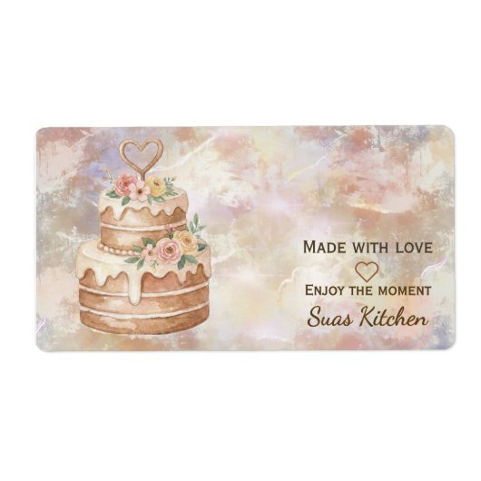 Personalized "Handmade with Love" Pink Beige Cake  (Vorne)