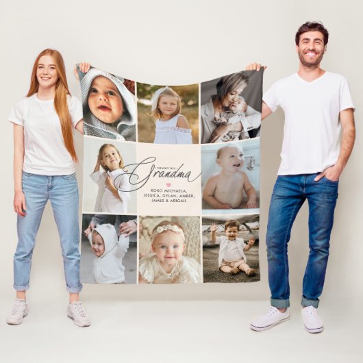 Personalized Handwritten Love You Grandma 8-Photo Fleecedecke (Beispiel)