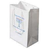 Personalized Hannukah gift bag - Happy Hanukkah Mittlere Geschenktüte (Rückseite Schrägansicht)