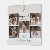 Personalized Happiest Holidays Photos Keramikornament (Links)