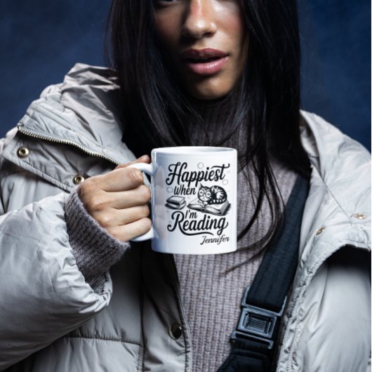 Personalized Happiest When I'm Reading Bookworm Kaffeetasse