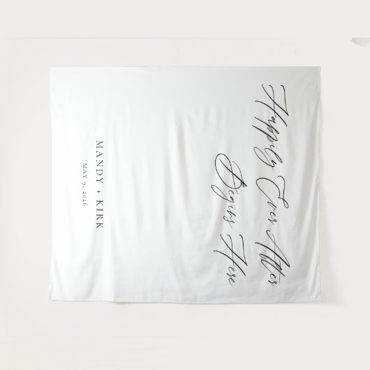 Personalized Happily Ever After Wedding Backdrop Wandteppich (Vorderseite (Horizontal))