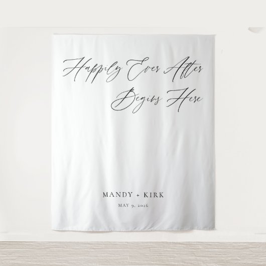 Personalized Happily Ever After Wedding Backdrop Wandteppich (Vorderseite)