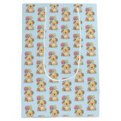 Personalized Happy 1st Birthday Gift Wrap, Puppy, Mittlere Geschenktüte (Rückseite)