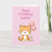 Personalized Happy 1st Birthday Girl, Cute Kitten Karte (Vorderseite)