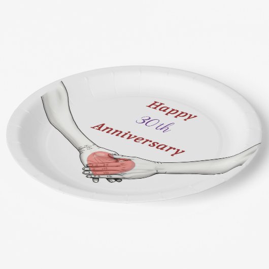 Personalized Happy 30th Anniversary Pappteller (Schrägansicht)