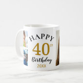 Personalized Happy 40th Birthday 5 Photo Collage  Kaffeetasse (Vorderseite Links)
