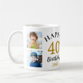 Personalized Happy 40th Birthday 5 Photo Collage  Kaffeetasse (Links)