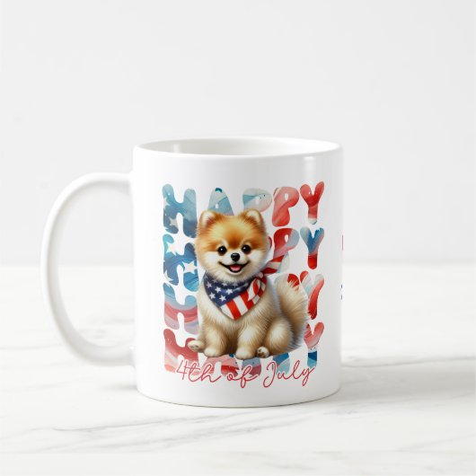 Personalized Happy 4th of July Pomeranian  Kaffeetasse (Links)