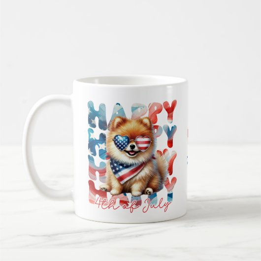Personalized Happy 4th of July Pomeranian  Kaffeetasse (Links)