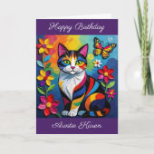 Personalized Happy Birthday for Her | Cute Cat Karte (Vorderseite)